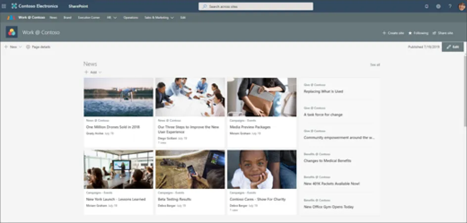 microsoft sp intranet hub